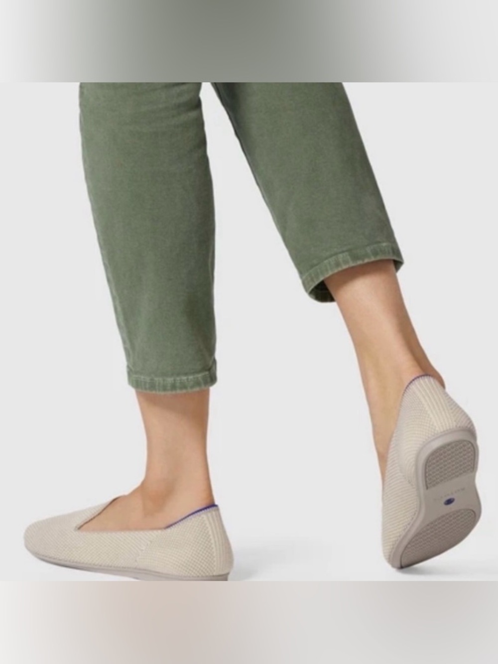 Rothy’s The Loafer Linen Double Stitch Beige Cream flats slip on round toe-Sz:8